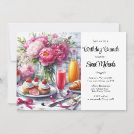 Convites Peony Floral Birthday Brunch