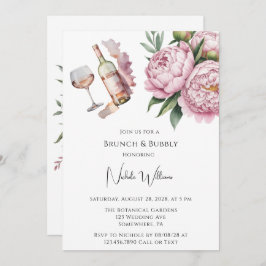 Convites Peony Floral Brunch e Bubble