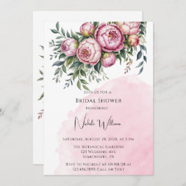 Convites Peony Floral Brunch e Bubble