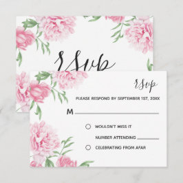Convites Peony Floral Cor-de-Água Rosa | RSVP
