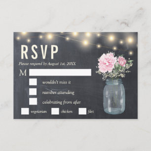 Convites Peony Floral Mason Russo Chalkboard  RSVP