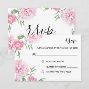 Convites Peony Floral Rosa Watercolor VP