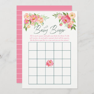 Convites Peony flores Primavera Chá de fraldas Baby Bingo