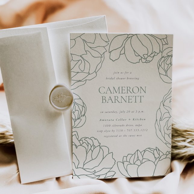 Convites Peony Garden | Primavera Verde Chá de panela Flora (Criador carregado)