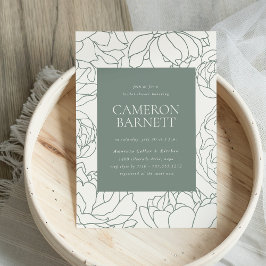 Convites Peony Garden Sage Green Floral Chá de panela