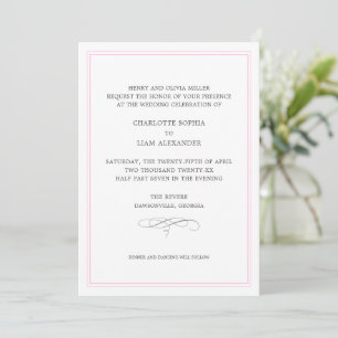 Convites Peony Pink Convocado para Casamento Moderno