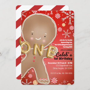 Convites Peppermint Gingerbread Man ONE primeiro aniversari