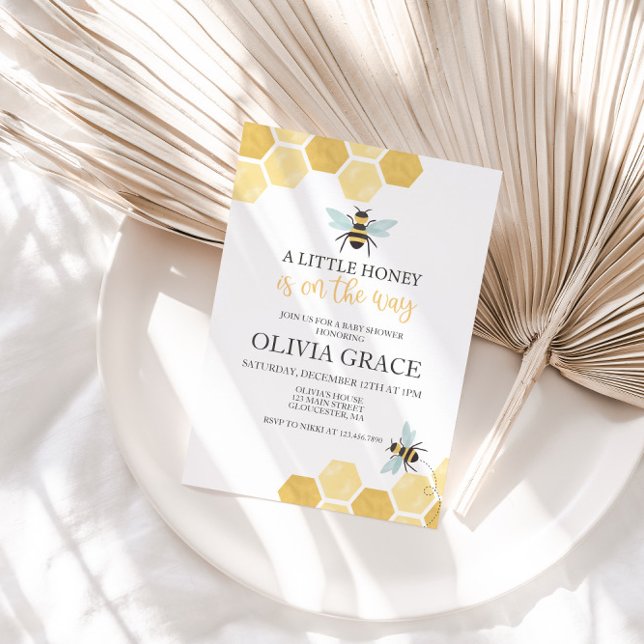 Convites Pequena abelha Chá de fraldas de abelha (Criador carregado)