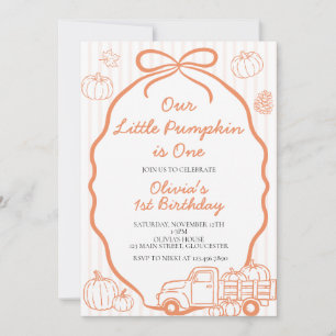 Convites Pequena abóbora Aniversário de 1 ano no Outono