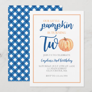 Convites Pequena Abóbora é Dois segundo aniversário Azul de