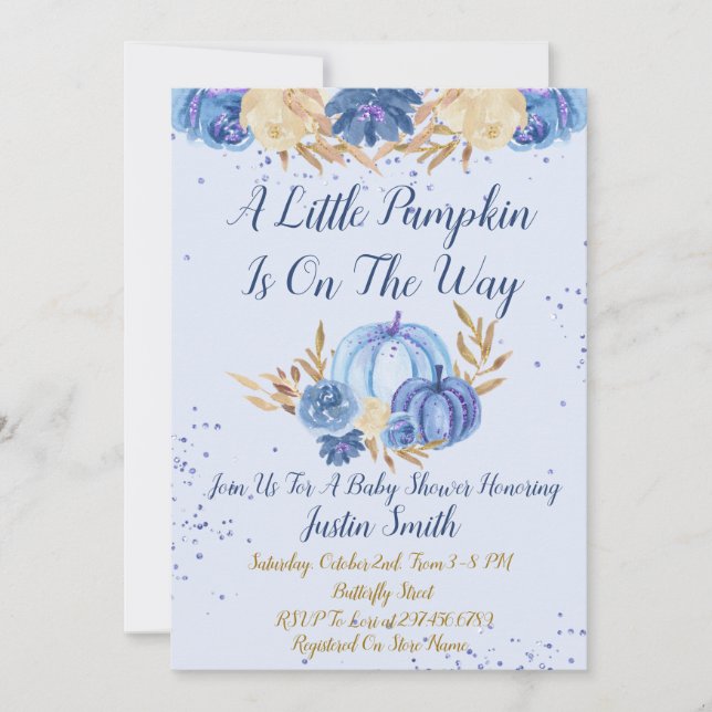 Convites Pequena Abóbora Está No Caminho Do Chá de fraldas  (Frente)