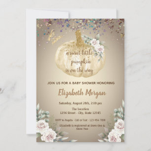 Convites Pequena Abóbora,Flores,Chá de fraldas Borboleta