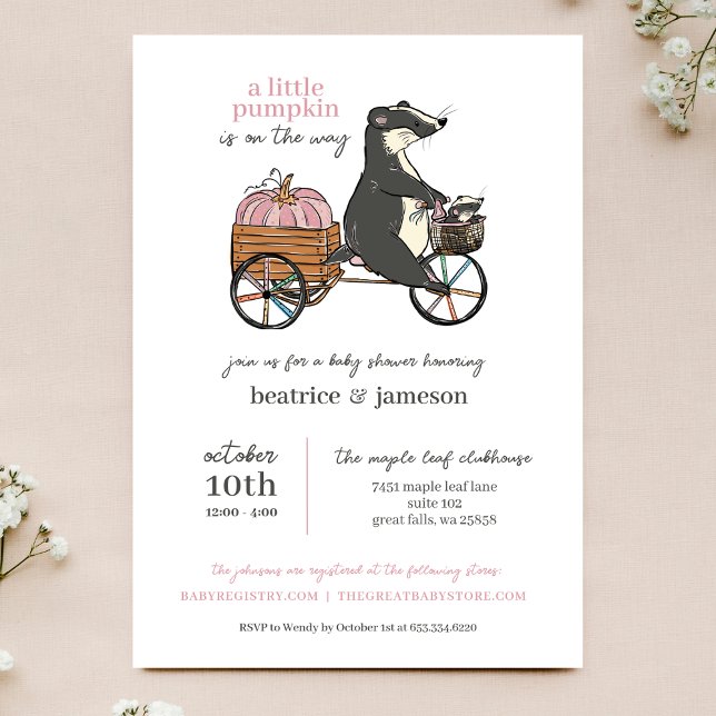 Convites Pequena abóbora no caminho Casais Chá de fraldas (Criador carregado)