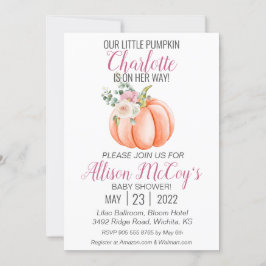 Convites Pequena abóbora no caminho Chá de fraldas Floral R