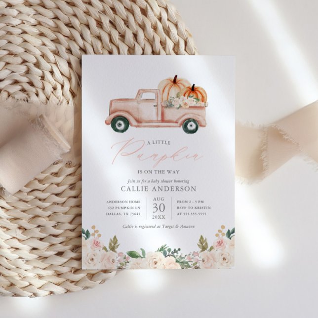 Convites Pequena Abóbora no Caminho da Chá de fraldas Flora (Criador carregado)