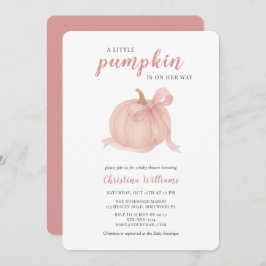 Convites Pequena abóbora no caminho do Chá de fraldas rosa