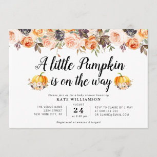 Convites pequena abóbora queda chá de fraldas floral