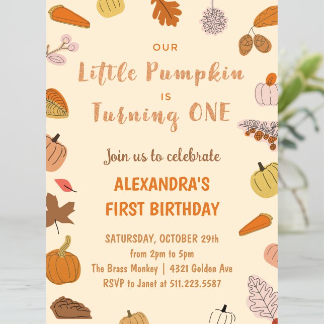 Convites Pequena Abóbora Transformando Um primeiro aniversa (Halloween-1st-Birthday-Invitation-little-pumpkin-turning-one-1)