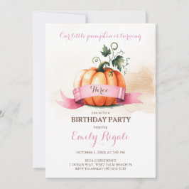 Convites Pequena aniversário de 3 anos de Abóbora Menina