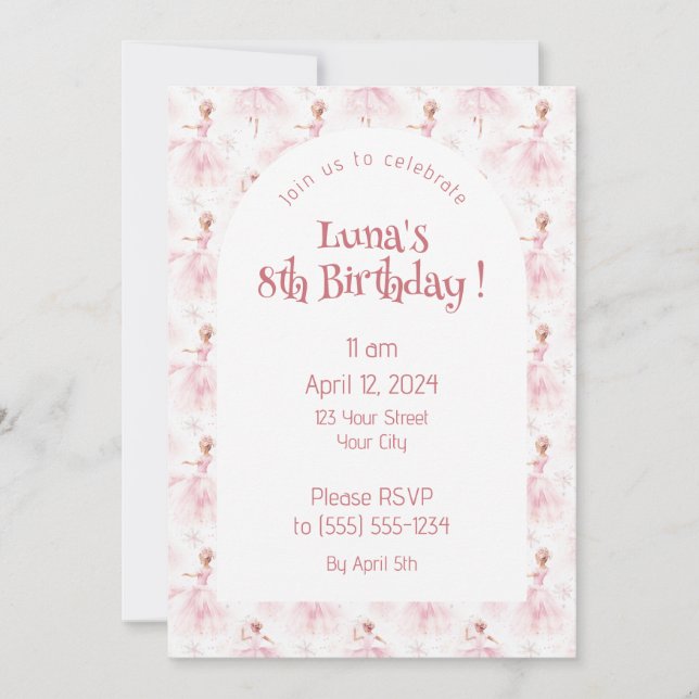 Convites Pequena Ballerina #1 - Menina Negra (Frente)