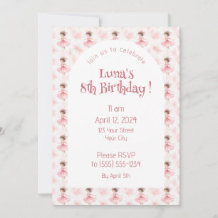 Convites Pequena Ballerina #3 - Brunette Girl