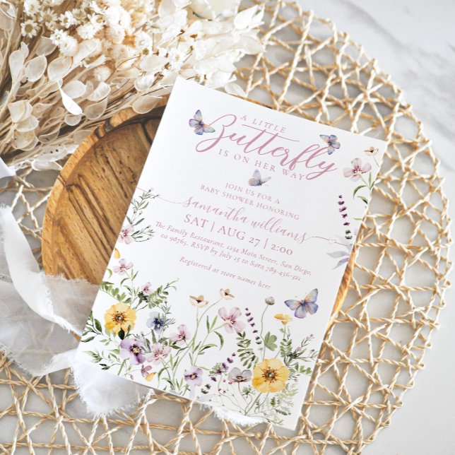 Convites Pequena Borboleta Aquarela Chá de fraldas (Criador carregado)