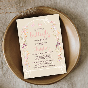 Convites Pequena Borboleta Boho Chá de fraldas de flor selv