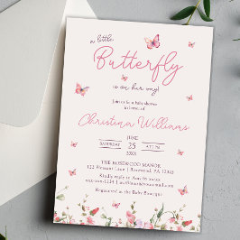 Convites Pequena Borboleta Chá de fraldas de Aquarela