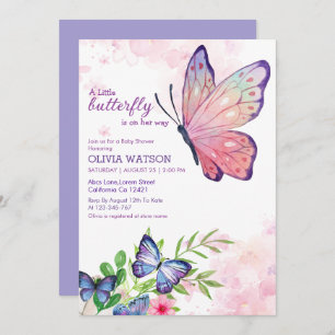Convites Pequena borboleta está a caminho do Chá de fraldas