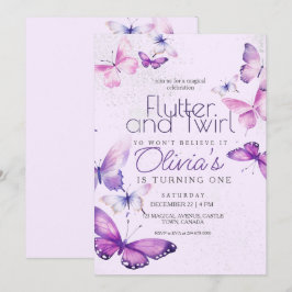 Convites Pequena Borboleta Meninas primeiro aniversario Rox