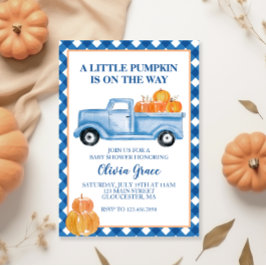 Convites Pequena caminhonete azul Little Pumpkin Festa de B