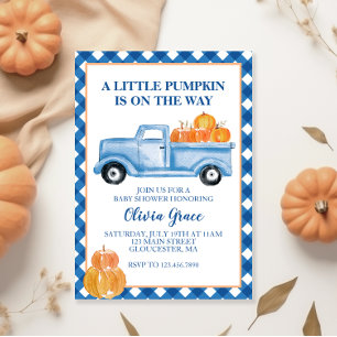 Convites Pequena caminhonete azul Little Pumpkin Festa de B