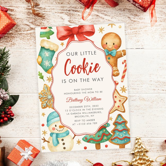 Convites Pequena Chá de fraldas de Natal da Cookie (Criador carregado)