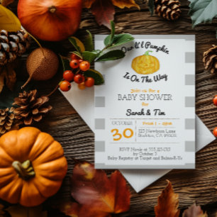 Convites Pequena Cinza de Abóbora e Chá de fraldas Pequeno 