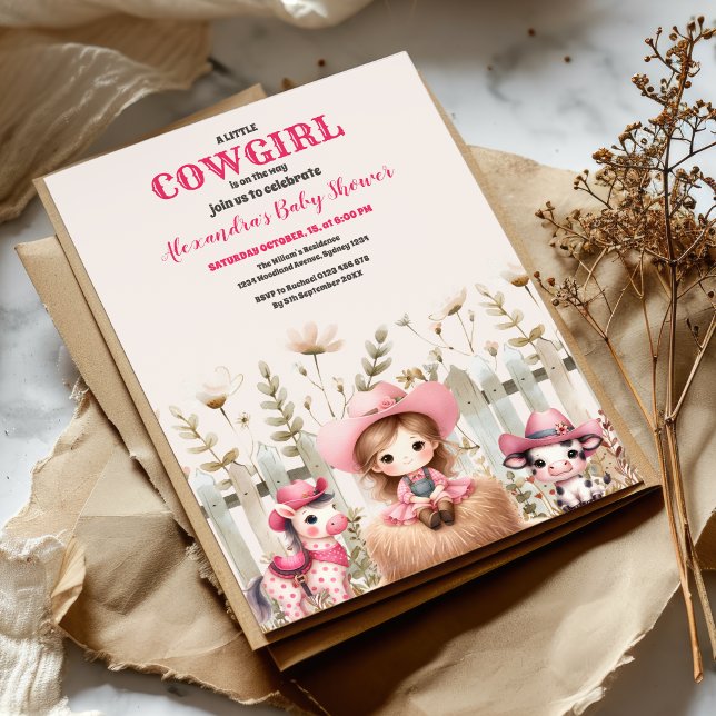 Convites Pequena Cowgirl no Caminho Chá de fraldas (Criador carregado)