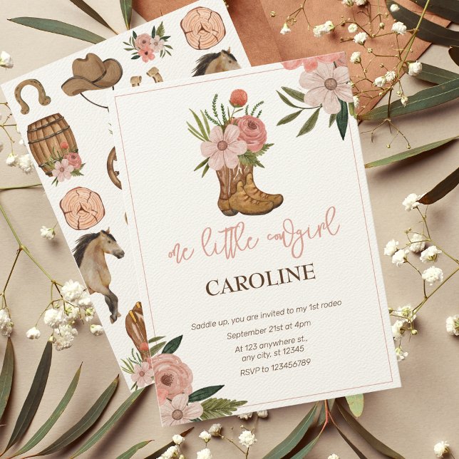 Convites Pequena Cowgirl Primeiro primeiro aniversario Rode (Criador carregado)