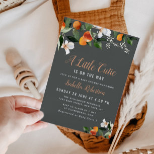 Convites PEQUENA CUTIE   chá de fraldas de laranjas de cit