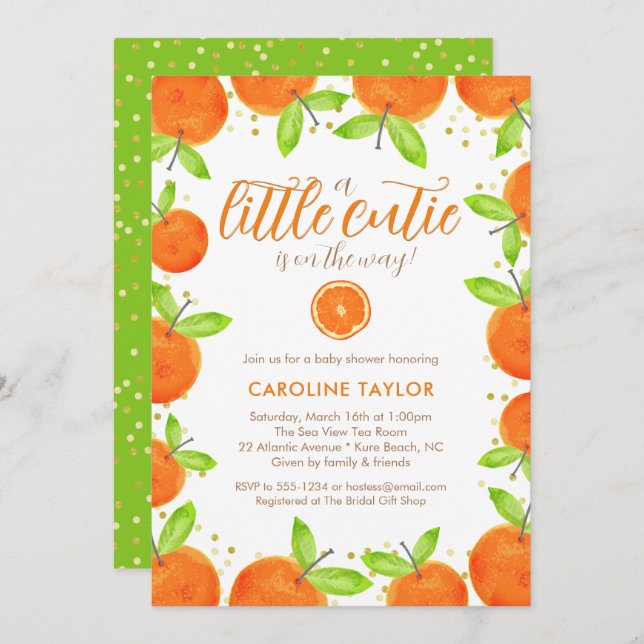 Convites Pequena Cutie no Caminho Chá de fraldas de Clement (Frente/Verso)