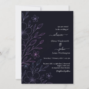 Convites Pequena e simples vinha floral minimalista branca 