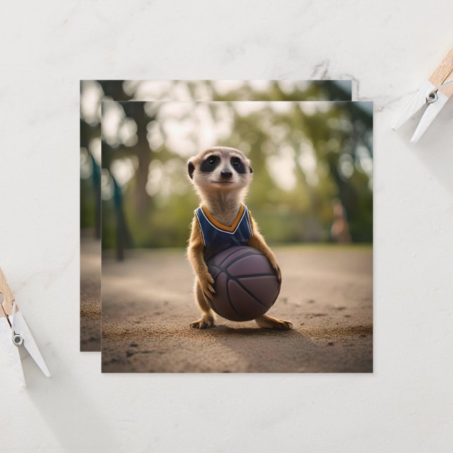 Convites Pequena Estrela-de-Obra: Bebê Meerkat Segurando Ba (Frente/Verso In Situ)