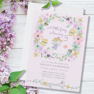 Convites Pequena Fada Jardim de Flores Caprichosas Menina A