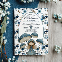 Pequena Festa de aniversário Azul Fada de Cogumelo