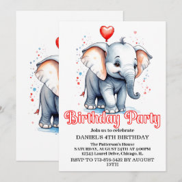 Convites Pequena Festa de aniversário de Elefante para Bebê
