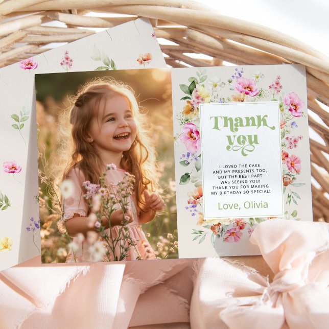 Convites Pequena festa de aniversário de flor silvestre obr (Criador carregado)