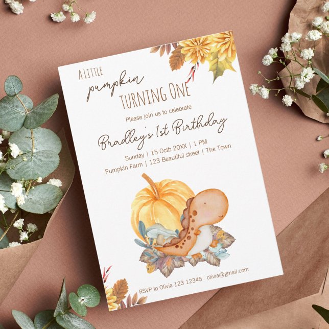 Convites Pequena festa de aniversário de queda de dinossaur (Criador carregado)