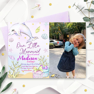 Convites Pequena Festa de aniversário De Sereia Sob A Festa