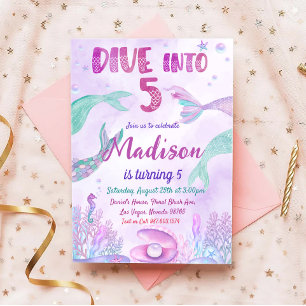 Convites Pequena Festa de aniversário De Sereia Sob A Festa
