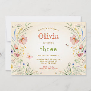 Convites Pequena Festa de aniversário de Wildflower Girl