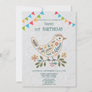 Convites Pequena Festa de aniversário Floral Colorida de Av