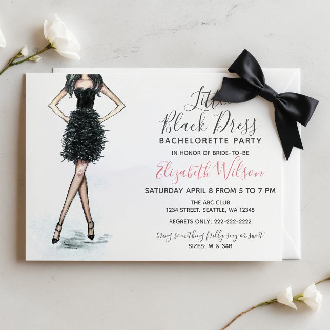 Convites Pequena Festa de solteira de Vestido Negro Alto (Little Black Dress High Heels Bachelorette Party Invitation)